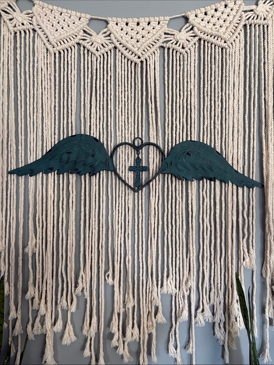 Other - Teal Winged Heart Accent Wall Decor (Macramé not included)